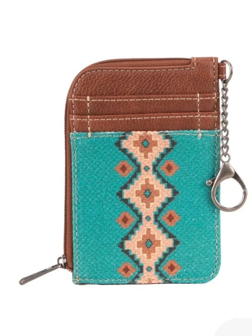 🆕️👛Wrangler Southwestern Art Print Mini Zip Card Case Dark Turquoise